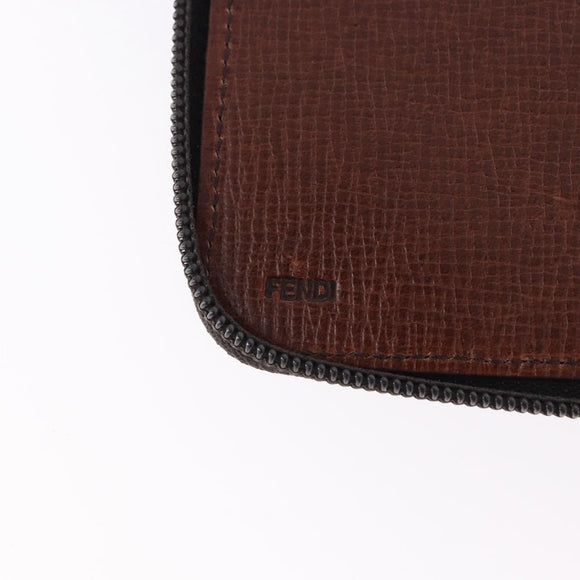 FENDI Zucca Canvas Document Bag PVC Brown Silver Auth 191966V
