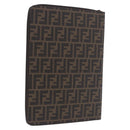 FENDI Zucca Canvas Document Bag PVC Brown Silver Auth 191966V-1