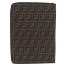 FENDI Zucca Canvas Document Bag PVC Brown Silver Auth 191966V-13