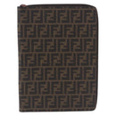 FENDI Zucca Canvas Document Bag PVC Brown Silver Auth 191966V-2