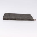 FENDI Zucca Canvas Document Bag PVC Brown Silver Auth 191966V-3