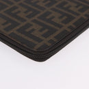 FENDI Zucca Canvas Document Bag PVC Brown Silver Auth 191966V-7