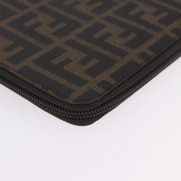 FENDI Zucca Canvas Document Bag PVC Brown Silver Auth 191966V