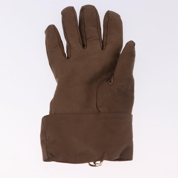 GUCCI Gloves Leather Brown Auth 191970V