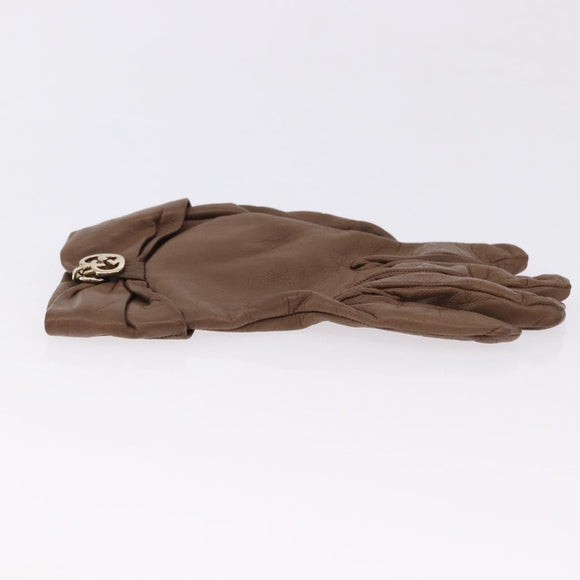 GUCCI Gloves Leather Brown Auth 191970V