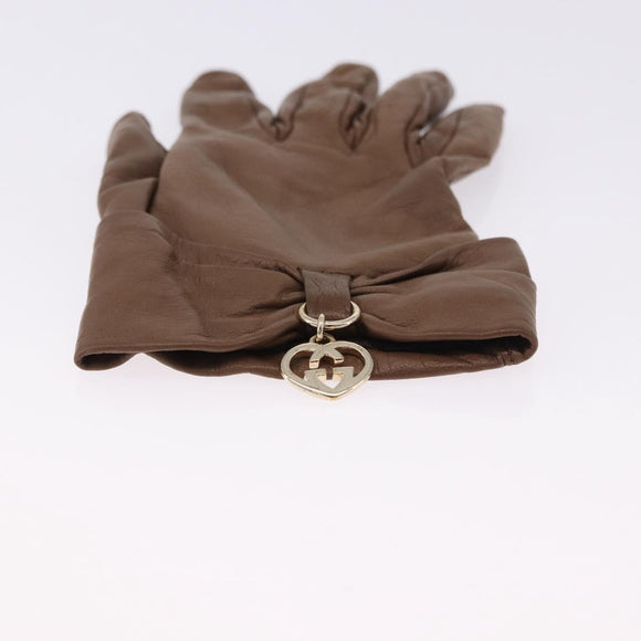 GUCCI Gloves Leather Brown Auth 191970V