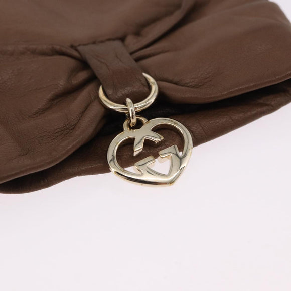 GUCCI Gloves Leather Brown Auth 191970V