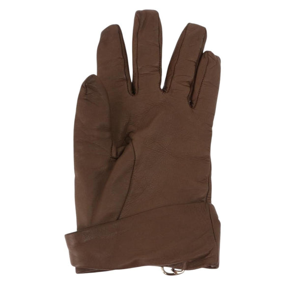GUCCI Gloves Leather Brown Auth 191970V