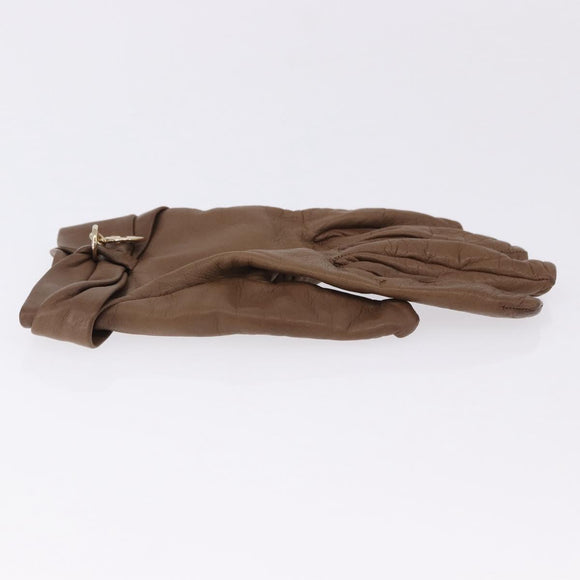 GUCCI Gloves Leather Brown Auth 191970V