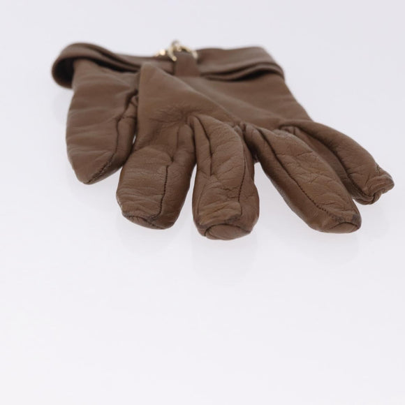 GUCCI Gloves Leather Brown Auth 191970V