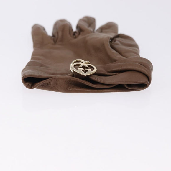GUCCI Gloves Leather Brown Auth 191970V