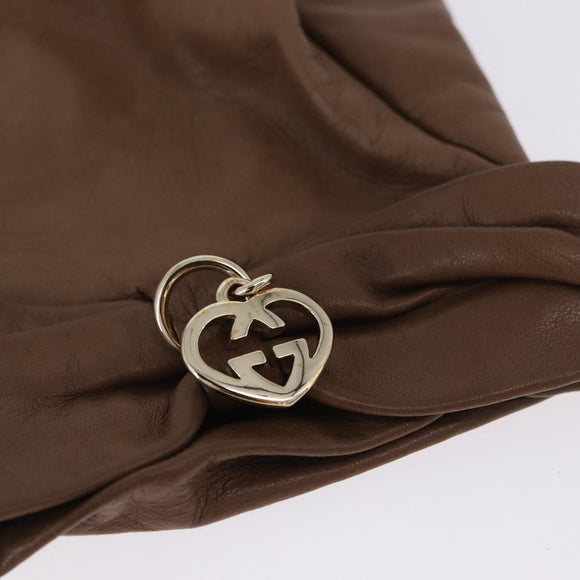 GUCCI Gloves Leather Brown Auth 191970V