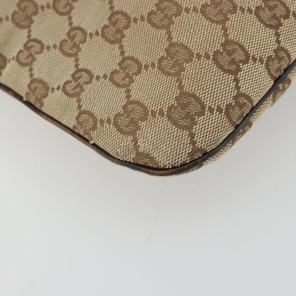 GUCCI GG Canvas Web Sherry Line Shoulder Bag Beige Silver Auth 191971A