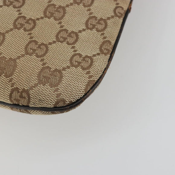 GUCCI GG Canvas Web Sherry Line Shoulder Bag Beige Silver Auth 191971A