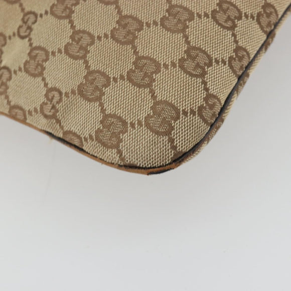 GUCCI GG Canvas Web Sherry Line Shoulder Bag Beige Silver Auth 191971A