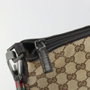 GUCCI GG Canvas Web Sherry Line Shoulder Bag Beige Silver Auth 191971A-10