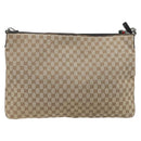 GUCCI GG Canvas Web Sherry Line Shoulder Bag Beige Silver Auth 191971A-13