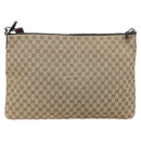 GUCCI GG Canvas Web Sherry Line Shoulder Bag Beige Silver Auth 191971A-2