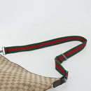GUCCI GG Canvas Web Sherry Line Shoulder Bag Beige Silver Auth 191971A-8