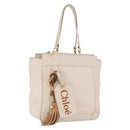 Chloe Eden Tote Bag Leather Ivory Gold Auth 191972A-1