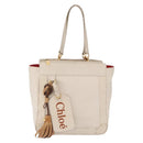 Chloe Eden Tote Bag Leather Ivory Gold Auth 191972A-2