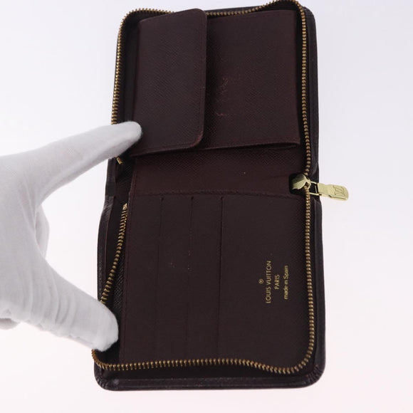LOUIS VUITTON Taiga Porte Billets Monnaie Zip Wallet Acajou M30676 Auth 191974
