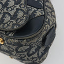 Christian Dior Trotter Canvas Double saddle Hand Bag Navy Gold Auth 191979V-8