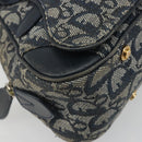 Christian Dior Trotter Canvas Double saddle Hand Bag Navy Gold Auth 191979V-15