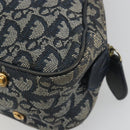 Christian Dior Trotter Canvas Double saddle Hand Bag Navy Gold Auth 191979V-16