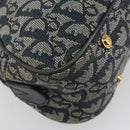 Christian Dior Trotter Canvas Double saddle Hand Bag Navy Gold Auth 191979V-17