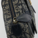Christian Dior Trotter Canvas Double saddle Hand Bag Navy Gold Auth 191979V-9