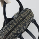 Christian Dior Trotter Canvas Double saddle Hand Bag Navy Gold Auth 191979V-19