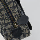 Christian Dior Trotter Canvas Double saddle Hand Bag Navy Gold Auth 191979V-20