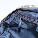 Christian Dior Trotter Canvas Double saddle Hand Bag Navy Gold Auth 191979V-24