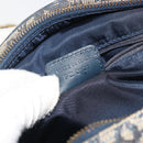 Christian Dior Trotter Canvas Double saddle Hand Bag Navy Gold Auth 191979V-11