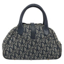 Christian Dior Trotter Canvas Double saddle Hand Bag Navy Gold Auth 191979V-2