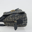 Christian Dior Trotter Canvas Double saddle Hand Bag Navy Gold Auth 191979V-4