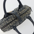 Christian Dior Trotter Canvas Double saddle Hand Bag Navy Gold Auth 191979V-6