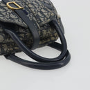 Christian Dior Trotter Canvas Double saddle Hand Bag Navy Gold Auth 191979V-7