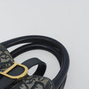 Christian Dior Trotter Canvas Double saddle Hand Bag Navy Gold Auth 191979V-14