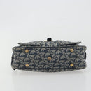 Christian Dior Trotter Canvas Double saddle Hand Bag Navy Gold Auth 191979V-5