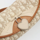 Christian Dior Trotter Canvas Romantic Chain Bag PVC Beige Silver Auth 191980V-17