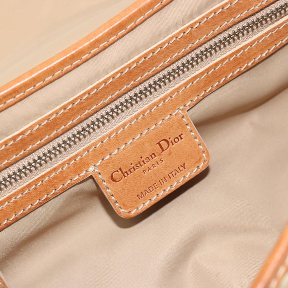 Christian Dior Trotter Canvas Romantic Chain Bag PVC Beige Silver Auth 191980V