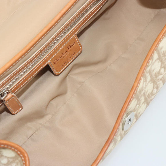 Christian Dior Trotter Canvas Romantic Chain Bag PVC Beige Silver Auth 191980V