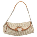 Christian Dior Trotter Canvas Romantic Chain Bag PVC Beige Silver Auth 191980V-13