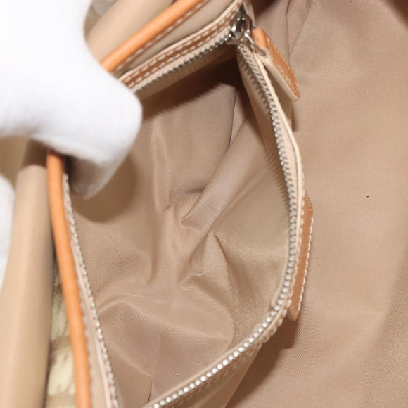 Christian Dior Trotter Canvas Romantic Chain Bag PVC Beige Silver Auth 191980V