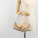 Christian Dior Trotter Canvas Romantic Chain Bag PVC Beige Silver Auth 191980V-24
