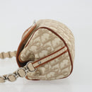 Christian Dior Trotter Canvas Romantic Chain Bag PVC Beige Silver Auth 191980V-4