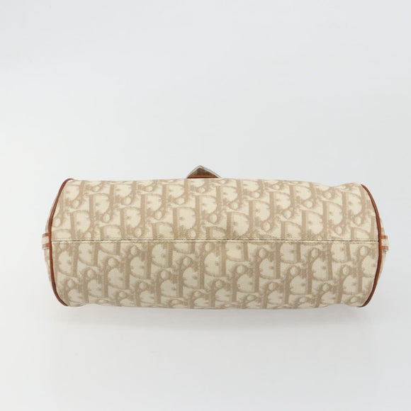 Christian Dior Trotter Canvas Romantic Chain Bag PVC Beige Silver Auth 191980V