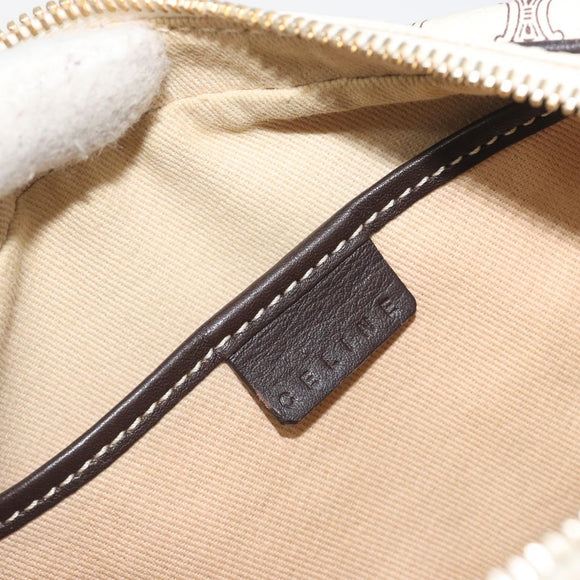 CELINE Macadam Canvas Hand Bag PVC Leather Ivory Gold Auth 191981A